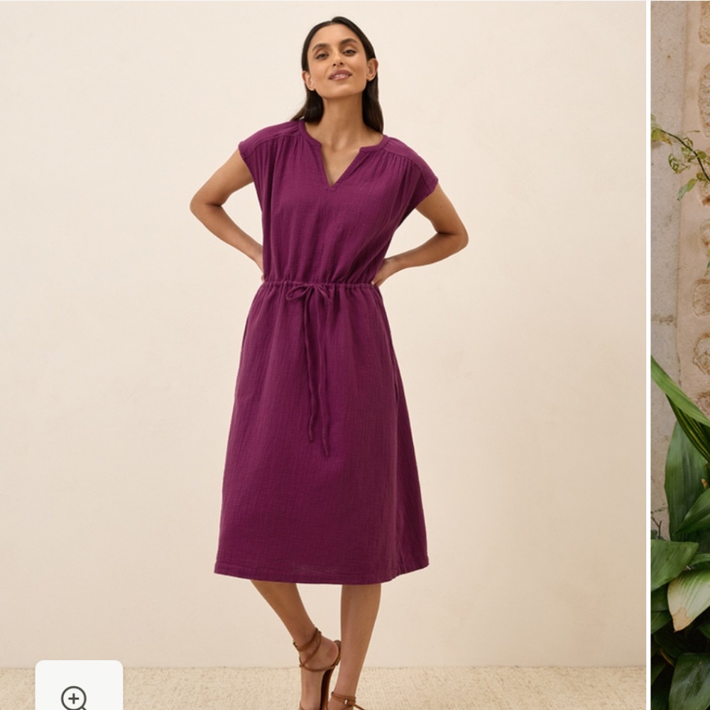 Pact Burgundy Gauze Midi Dress